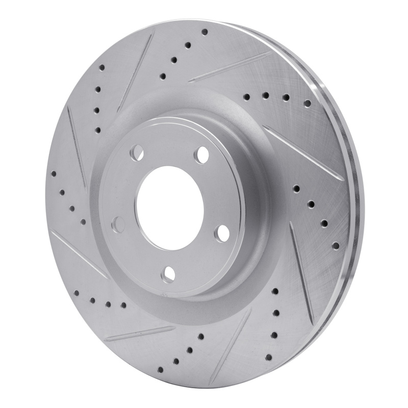 Ford Edge Brake Rotor (1) - Front Left - R1 Concepts - Drilled & Slotted - Silver - `07-`15